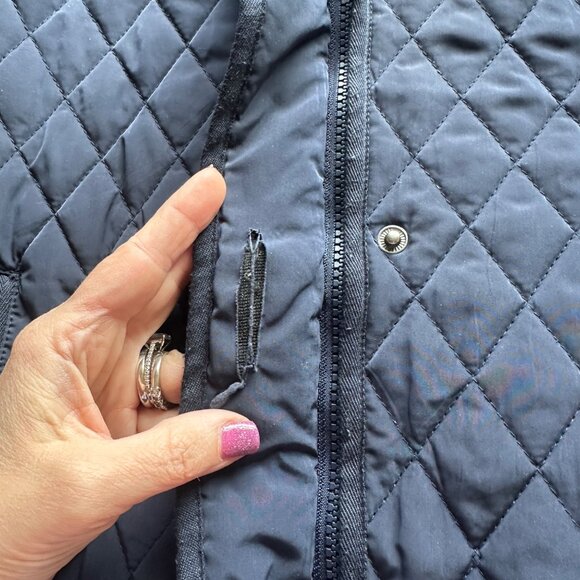 Garnet Hill Everyday Quilted Car Coat Womens Size 6 Barn Jacket Mid Weight Blue - Picture 6 of 11